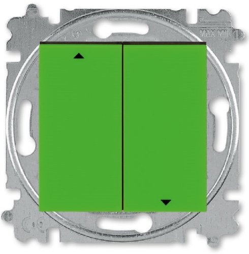 Выключатель жалюзи с фиксацией без рамки ABB EPJ Levit 2-кл. зеленый/дымчатый чёрный картинка
